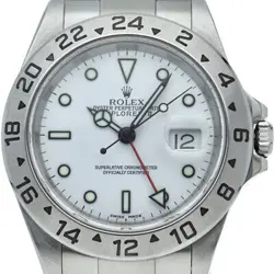 ROLEX EXPLORER 2 16570(K) BOX WARRANTY STAINLESS STEEL MENSWATCH WHITE FINIS...