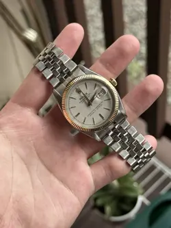 VINTAGE ROLEX DATEJUST 36 MM TWO TONE CREAM PATINA JUBILEE WATCH 6605