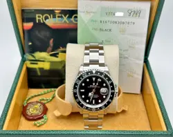 ROLEX GMT-MASTER II 16710 BLACK STAINLESS STEEL BOX PAPER 40MM 2003