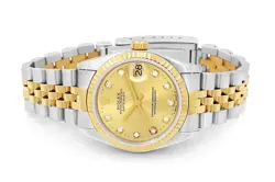 Rolex 31mm Datejust 18K Gold/Steel Two Tone Watch 68273 Champagne Diamonds 1995