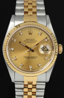 ROLEX DATEJUST 16233G 36MM CHAMPAGNE DIAMOND DIAL 1993