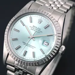 VINTAGE ROLEX DATEJUST 16030 CAL 3035 AUTOMATIC MEN`S ICE BLUE DIAL DRESS WATCH