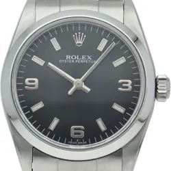 ROLEX OYSTER PERPETUAL BOYS WATCH 77080(A) STAINLESS STEEL UNISEXWATCH BLACK...