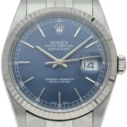 ROLEX DATEJUST MEN'S WATCH BLUE 16234(K) K18WG/STAINLESS STEEL MENSWATCH BLU...