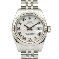 ROLEX DATEJUST RANDOM SERIAL K18WG SS LADIES WHITE RO 179174 #MM045