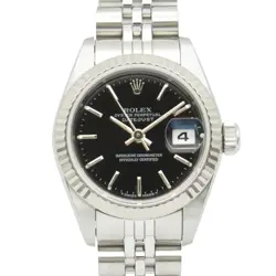 ROLEX DATEJUST W SERIAL K18WG SS LADIES BLACK BA 69174 #MM059
