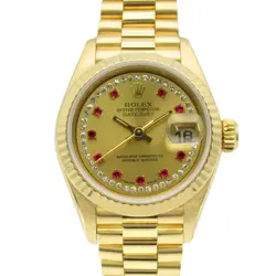 ROLEX DATEJUST 10P RUBY DIAMOND S K18YG LADIES GOLD CH 69178LR #MM012