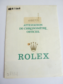 100% ORIGINAL ROLEX REFERENCE 68273 WARRANTY PAPER FROM  1992 SERIE N .