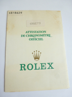 100% ORIGINAL ROLEX REFERENCE 68273 WARRANTY PAPER FROM  1992 SERIE