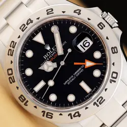 2016 CARD ROLEX EXPLORER II 216570 42MM BLACK STAINLESS STEEL GMT DATE WATCH