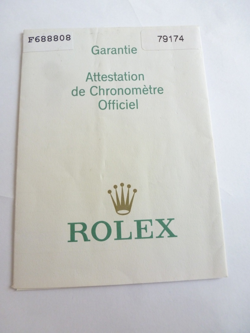 100% ORIGINAL ROLEX REFERENCE 79174 WARRANTY PAPER FROM   2005 SERIE F