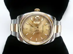 ROLEX DATEJUST 36 116203 SS/18K AUTOMATIC CHAMPAGNE DIAL OYSTER BRACELET 2017