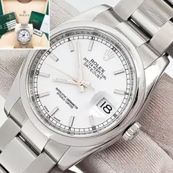 ROLEX DATEJUST 116200 WHITE INDEX DIAL STEEL OYSTER 36MM WATCH BOX/PAPERS/TAG