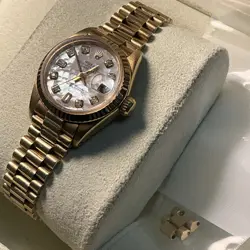 LADIES PRESIDENT 26 MM  ROLEX 18 K GOLD MOP DIAMOND DIAL WITH BOX & PAPERS