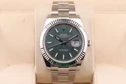 2025 ROLEX DATEJUST 41 MM 126334 MINT GREEN OYSTER BRACELET FLUTED BEZEL
