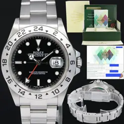 MINT 2007 PAPERS ROLEX EXPLORER II 16570 BLACK DATE GMT 40MM NO HOLES WATCH BOX