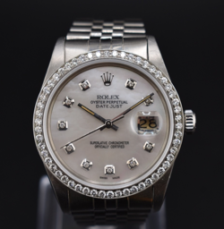 ROLEX DATEJUST 36MM DIAMOND MOP DIAL / DIAMOND BEZEL STEEL JUBILEE - 16030