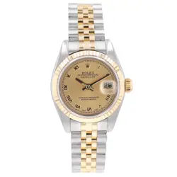 ROLEX LADIES DATEJUST 179173 CHAMPAGNE ROMAN DIAL 18KY GOLD & SS JUBILEE WATCH