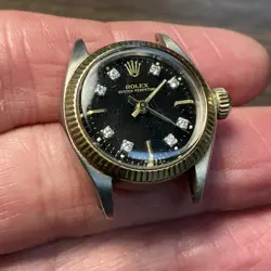 1978 LADIES OYSTER PERPETUAL 26 MM  ROLEX 18 K GOLD / SS DIAMOND  DIAL WATCH