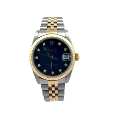 ROLEX DATEJUST 31 WATCH REFERENCE 68273 FACTORY BLUE VIGNETTE DIAMOND DIAL