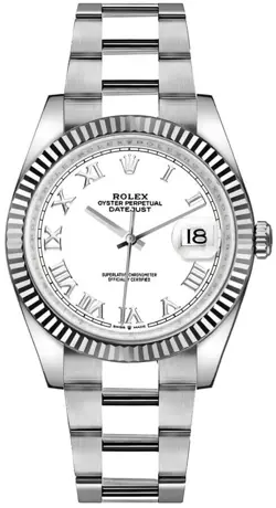 ROLEX DATEJUST WHITE DIAL 36MM OYSTER STEEL & 18K WHITE GOLD WATCH 126234-0026