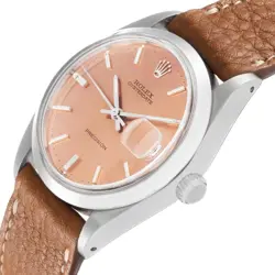Rolex OysterDate Precision Salmon Dial Steel Vintage Mens Watch 6694
