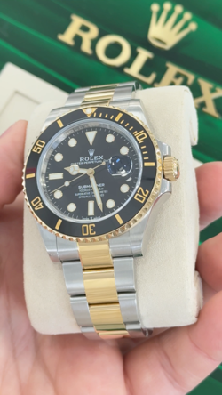 Rolex Submariner 126613LN Silver and Gold Oyster Bracelet with Black Bezel B/PPR
