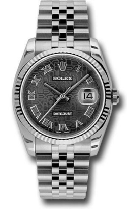 ROLEX DATEJUST 116234 AUTO STAINLESS STEEL BLACK JUBILEE DIAL MEN'S WATCH 36MM
