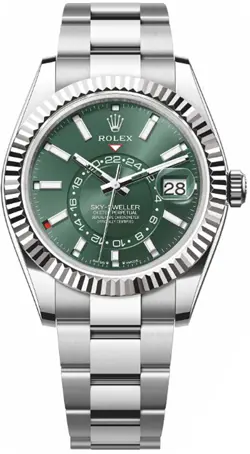 ROLEX SKY-DWELLER OYSTER STAINLESS STEEL GREEN DIAL 42MM MEN'S WATCH 336934-0001