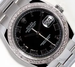 ROLEX DATEJUST 36MM 116234 STAINLESS STEEL OYSTER DIAMOND BEZEL BLACK ROMAN DIAL