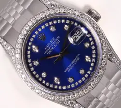 ROLEX DATEJUST 36MM DIAMOND LUGS DIAMOND BEZEL BLUE DIAMOND STRING DIAL