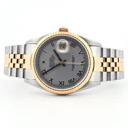 ROLEX DATEJUST 16233 18K TWO TONE ORIGINAL SLATE ROMAN NUMERAL 36 WRISTWATCH