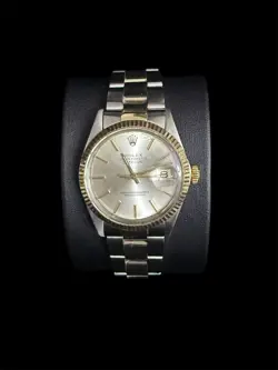 ROLEX DATE 1501 14K YG TWO TONE SILVER DIAL AUTO UNISEX WATCH 34MM