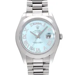 ROLEX DAY-DATE II 218206 RANDOM SERIAL ICE BLUE/DIAMOND MEN'S AUTOMATIC #GZ001