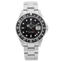 ROLEX GMT-MASTER II STAINLESS STEEL BLACK DIAL AUTOMATIC MENS WATCH 16710