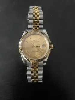 ROLEX DATEJUST 41 MM 18K YELLOW GOLD & STEEL WATCH JUBILEE BAND CHAMPAGNE INDEX