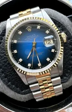 ROLEX DATEJUST GENTS WATCH 16233 BOX PAPERS FACTORY  VIGNETTE DIAMOND DIAL 36MM