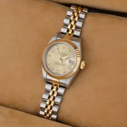 Ladies Rolex OP Datejust 69173 Champagne Diamond Dial 26mm Full Set #W189930-1