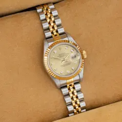 Ladies Rolex OP Datejust 69173 Champagne Diamond Dial 26mm Full Set #W189930-1