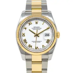ROLEX DATEJUST 36, 116233, STEEL & GOLD, WHITE ROMAN DIAL, OYSTER BRACELET, B...