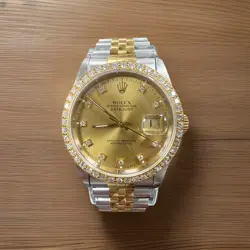 ROLEX DATEJUST 36MM REF # 16233 SS 18K FACTORY DIAMOND DIAL CUSTOM DIAMOND BEZEL