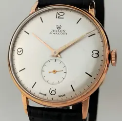 CLASSIC VINTAGE ROLEX MARCONI MEN'S WATCH 35MM - 18K GOLD PLATED CASE - 1945'S