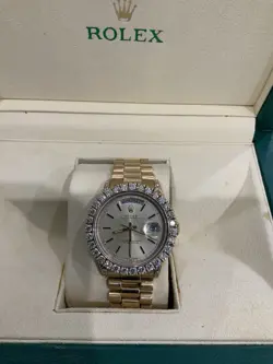 ROLEX PRESIDENTIAL DAY DATE 18038 18K DIAMOND BEZEL 6 PLUS CARATS 18KT BAND 38MM