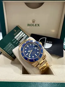 ROLEX MSUBMARINER 116618LB 18K YELLOW GOLD BLUE CERAMIC BEZEL 40mm