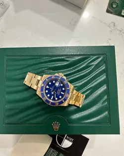 ROLEX MSUBMARINER 116618LB 18K YELLOW GOLD BLUE CERAMIC BEZEL 40mm