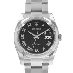 ROLEX DATEJUST 36 116200 BLACK JUBILEE ROMAN STEEL OYSTER MENS WATCH