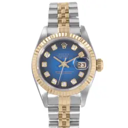 ROLEX DATEJUST 26 69173 DIAMOND BLUE VIGNETTE STEEL GOLD LADIES WATCH 1998