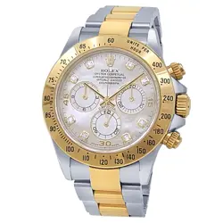 ROLEX DAYTONA 18K YELLOW GOLD STEEL OYSTER MOTHER OF PEARL MEN'S WATCH 116523