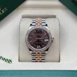 ROLEX DATEJUST 31 CHOCOLATE ROMAN DIAMOND TWO TONE ROSE GOLD DIAMOND JUBILEE
