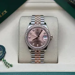 ROLEX DATEJUST 31 PINK ROSE DIAMOND TWO TONE ROSE GOLD DIAMOND JUBILEE BRACELET